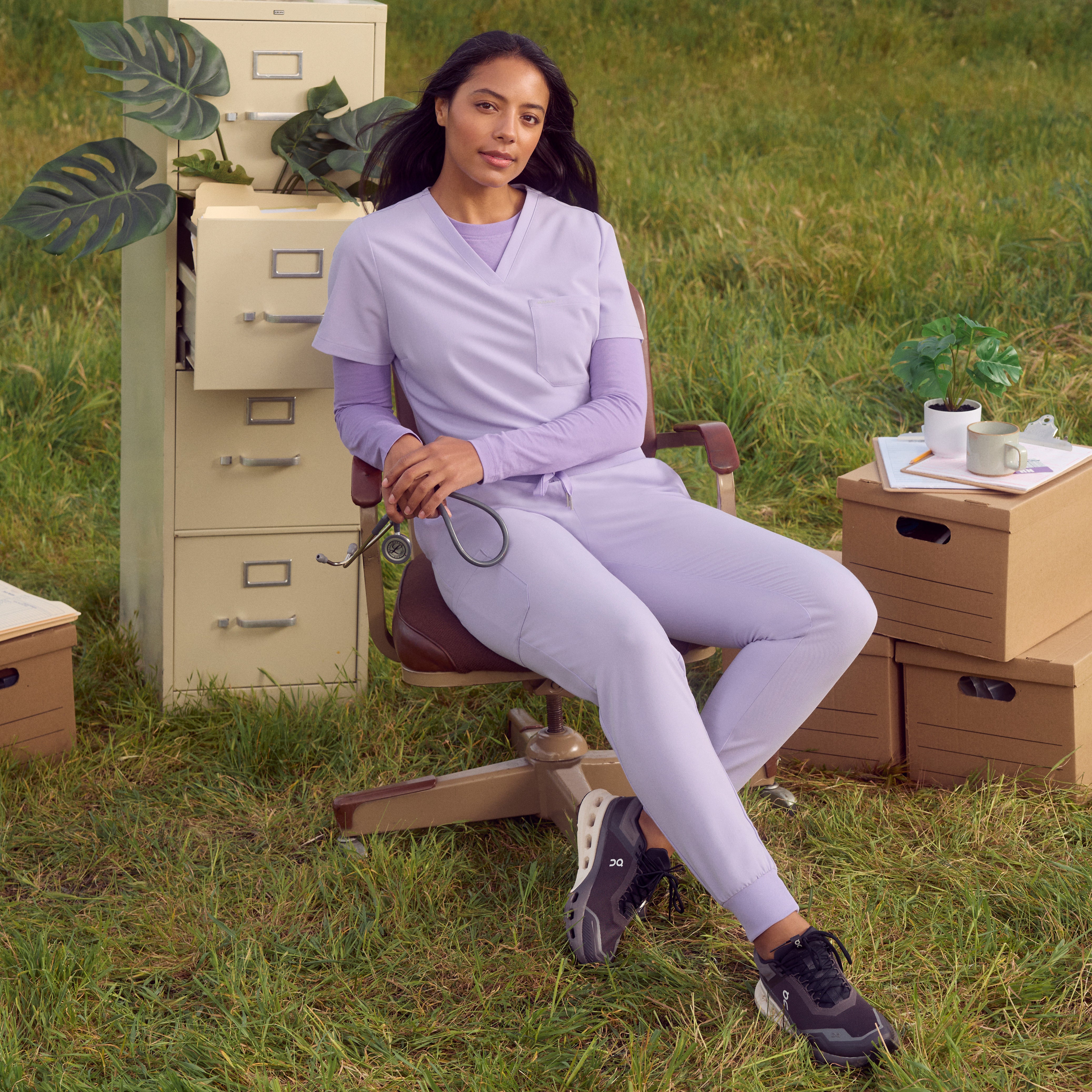 Silex Slim Knit-Waist Scrub Jogger - Lavender