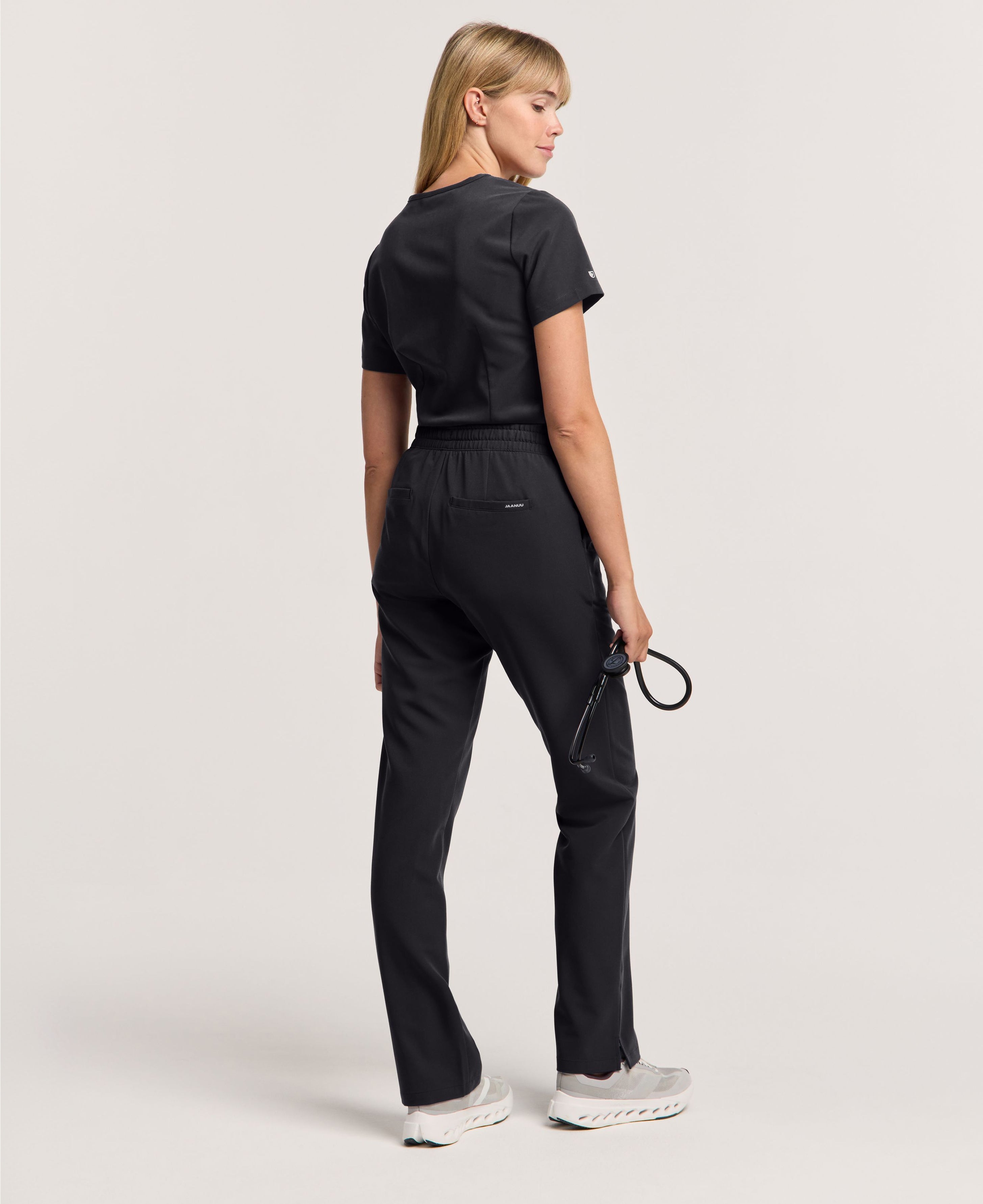 Jaanuu Kerr High Waisted Scrub Pant in Black, product photo 5 of 6