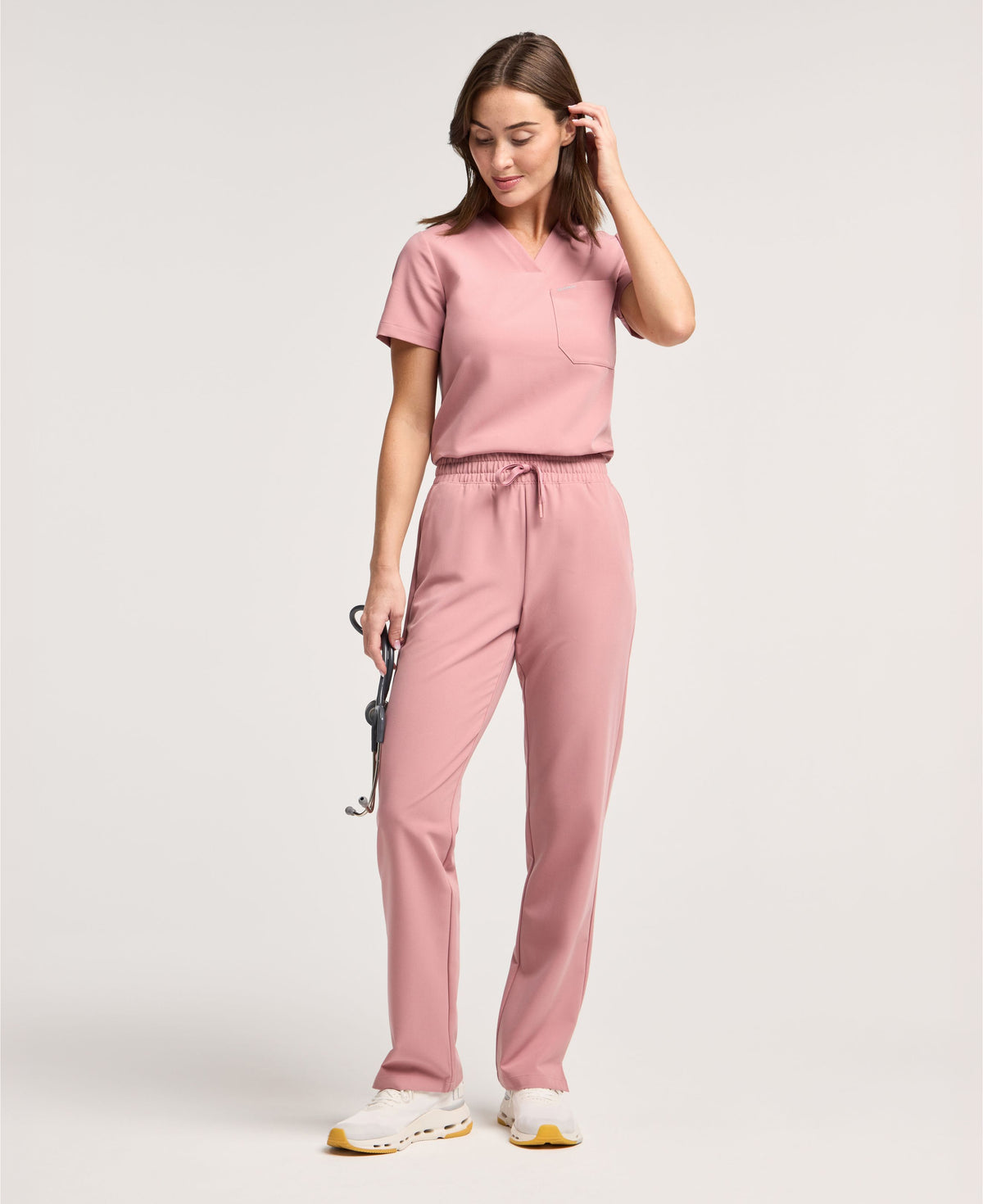 Jaanuu Kerr High Waisted Scrub Pant in Mauve, product photo 1 of 6