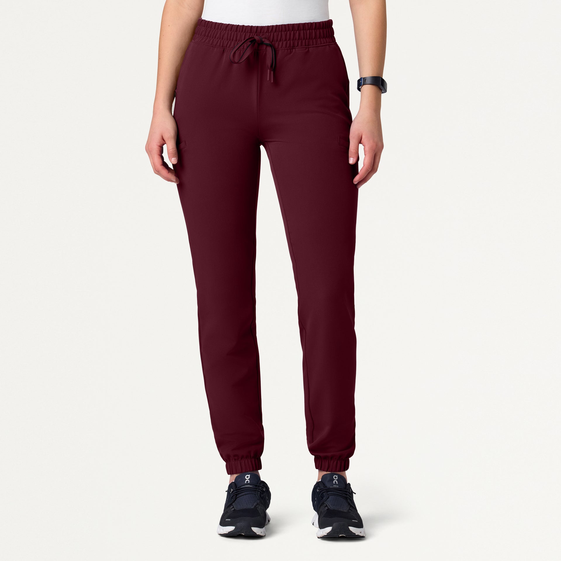 Jace Skinny 7-Pocket Scrub Jogger - Burgundy – JAANUU display picture 1