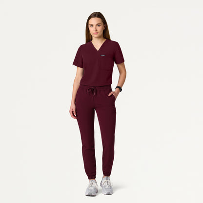 Jace Skinny 7-Pocket Scrub Jogger - Burgundy
