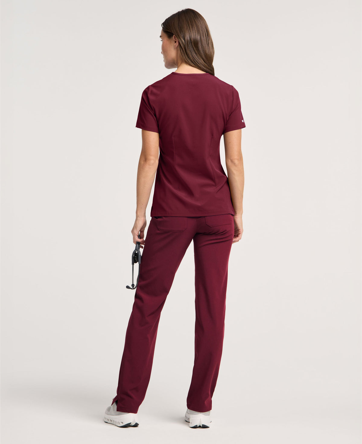 Jaanuu Cam 5-Pocket Scrub Pant in Burgundy, product photo 4 of 6