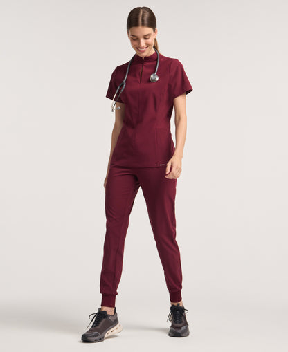 Jaanuu Arden Slim Scrub Jogger in Burgundy, product photo 2 of 6