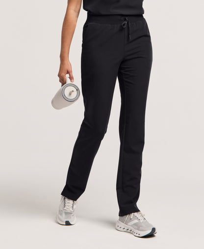 Jaanuu Xenos Slim Knit-Waist Scrub Pant in Black, product photo 1 of 6