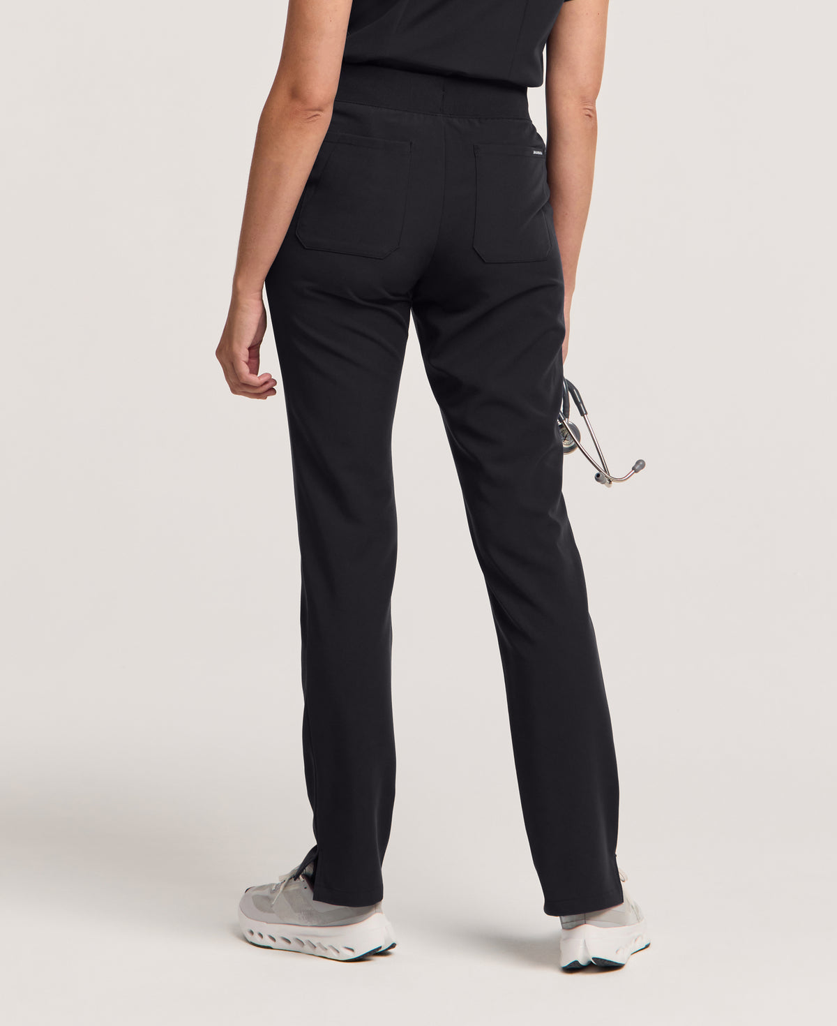 Jaanuu Xenos Slim Knit-Waist Scrub Pant in Black, product photo 5 of 6