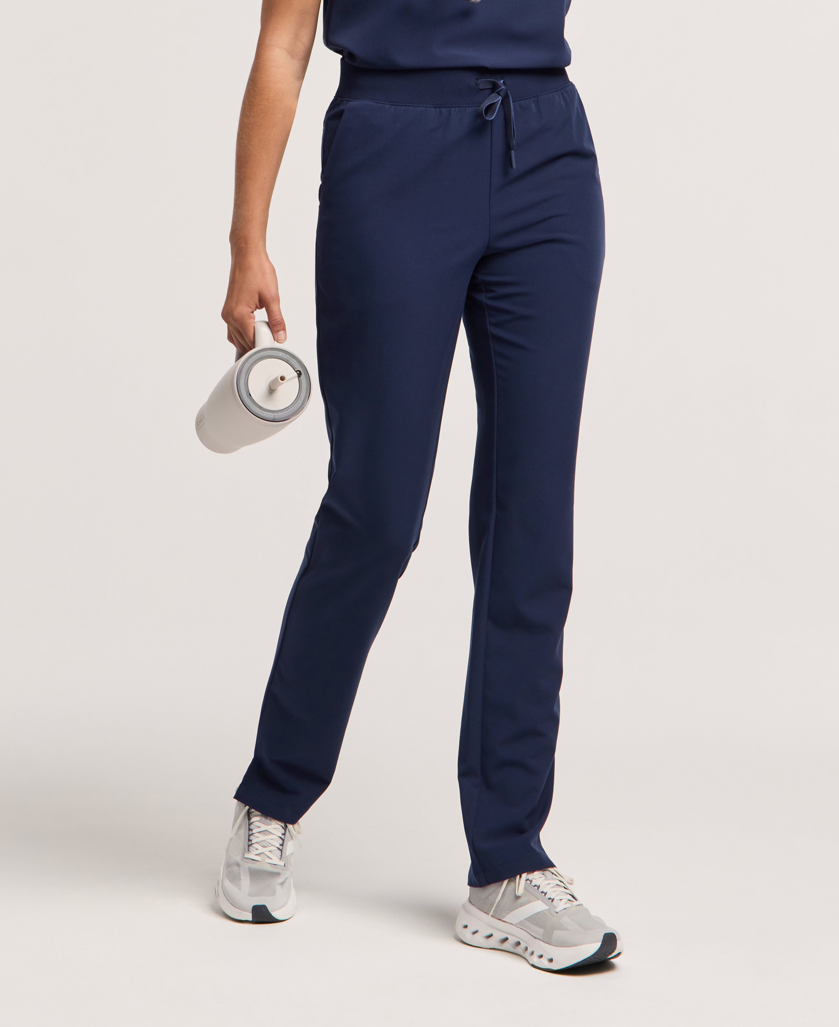 Jaanuu Xenos Slim Knit-Waist Scrub Pant in Midnight Navy, product photo 2 of 6