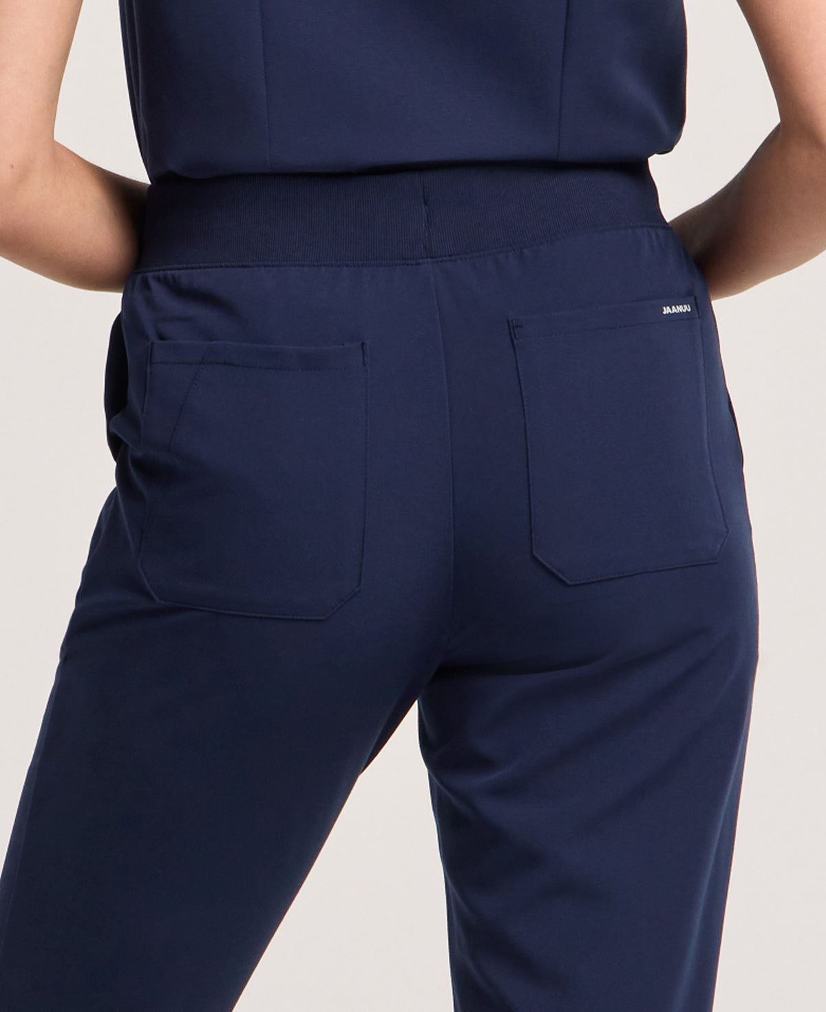 Jaanuu Xenos Slim Knit-Waist Scrub Pant in Midnight Navy, product photo 4 of 6