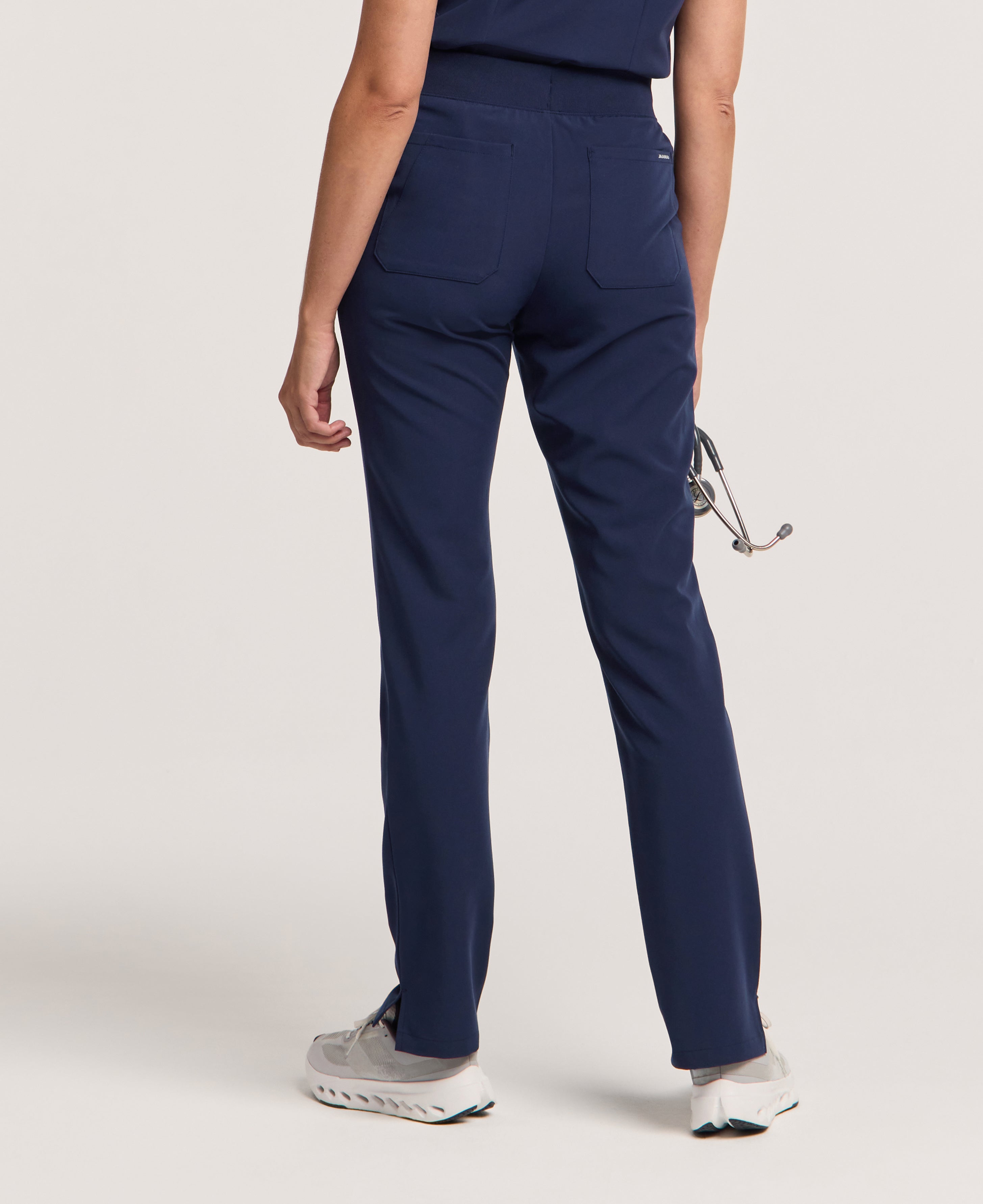 Jaanuu Xenos Slim Knit-Waist Scrub Pant in Midnight Navy, product photo 5 of 6