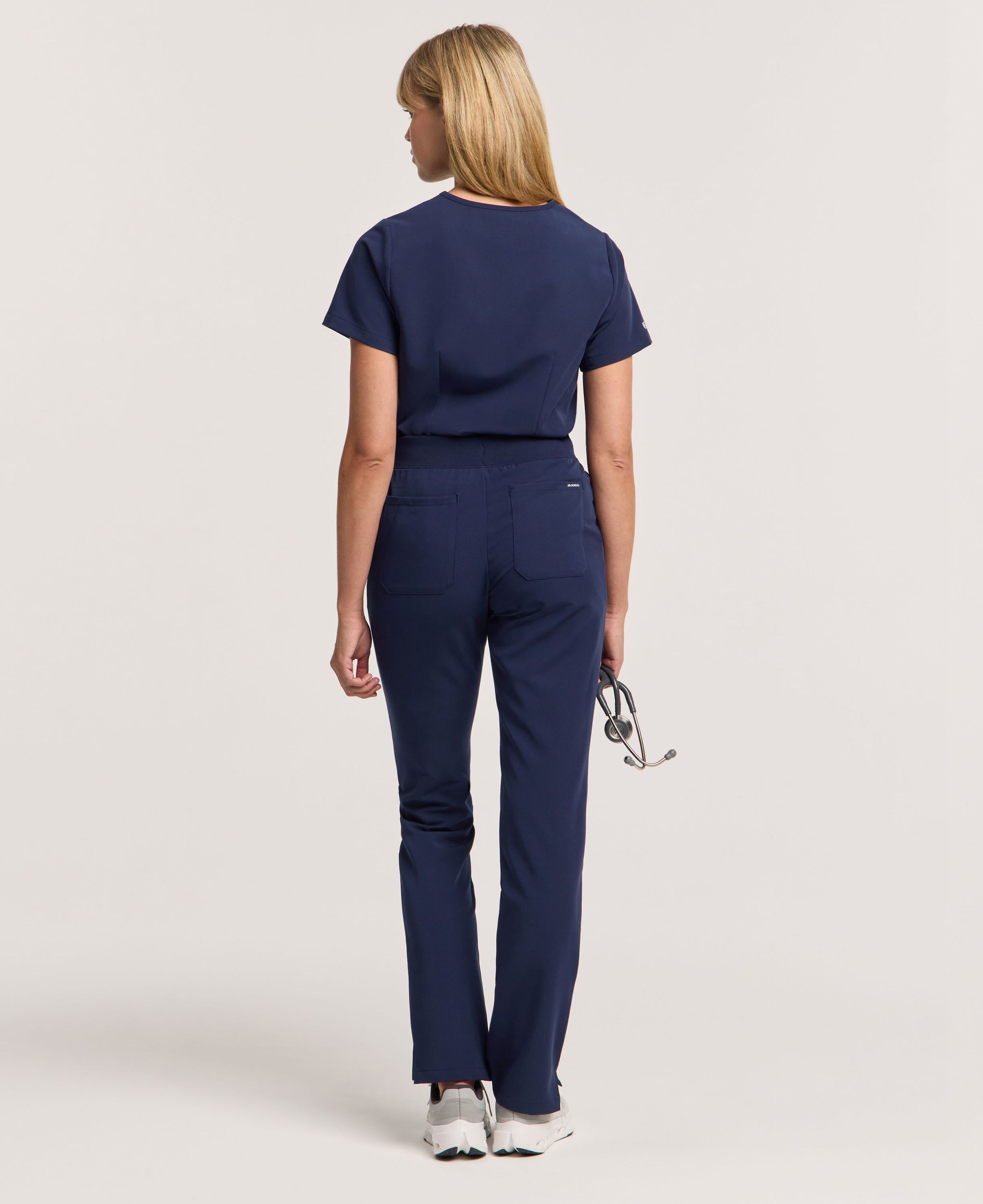 Jaanuu Xenos Slim Knit-Waist Scrub Pant in Midnight Navy, product photo 6 of 6