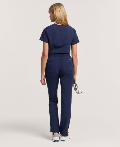 Jaanuu Xenos Slim Knit-Waist Scrub Pant in Midnight Navy, product photo 6 of 6