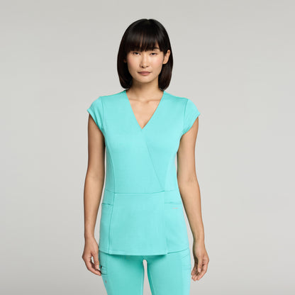 Isla Mock-Wrap UltraSOFT™ Scrub Top - Surf
