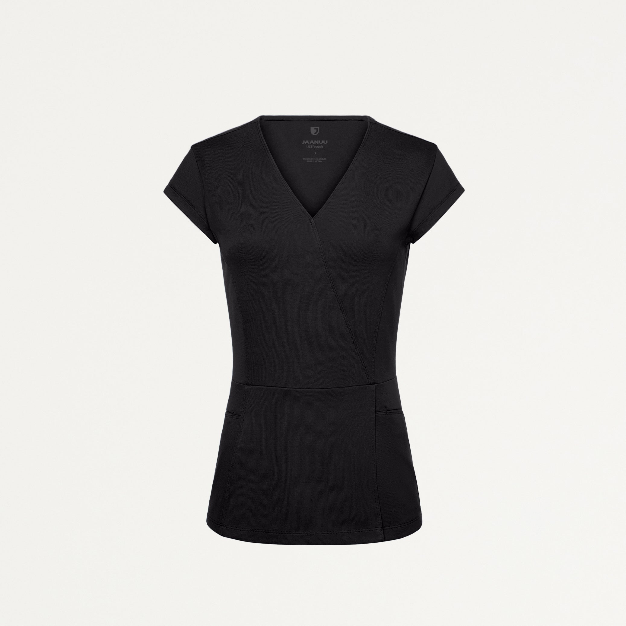 Isla Mock-Wrap UltraSOFT Scrub Top - Black