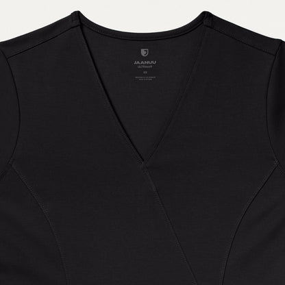 Isla Mock-Wrap UltraSOFT Scrub Top - Black