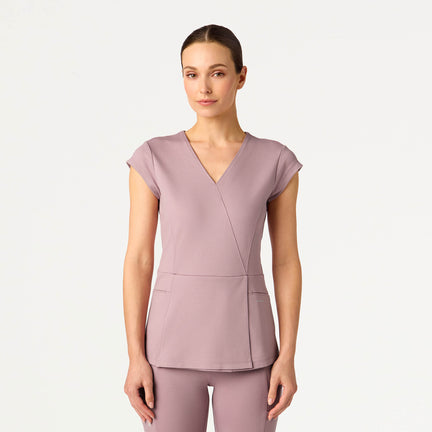 Isla Mock-Wrap Scrub Top - Blossom