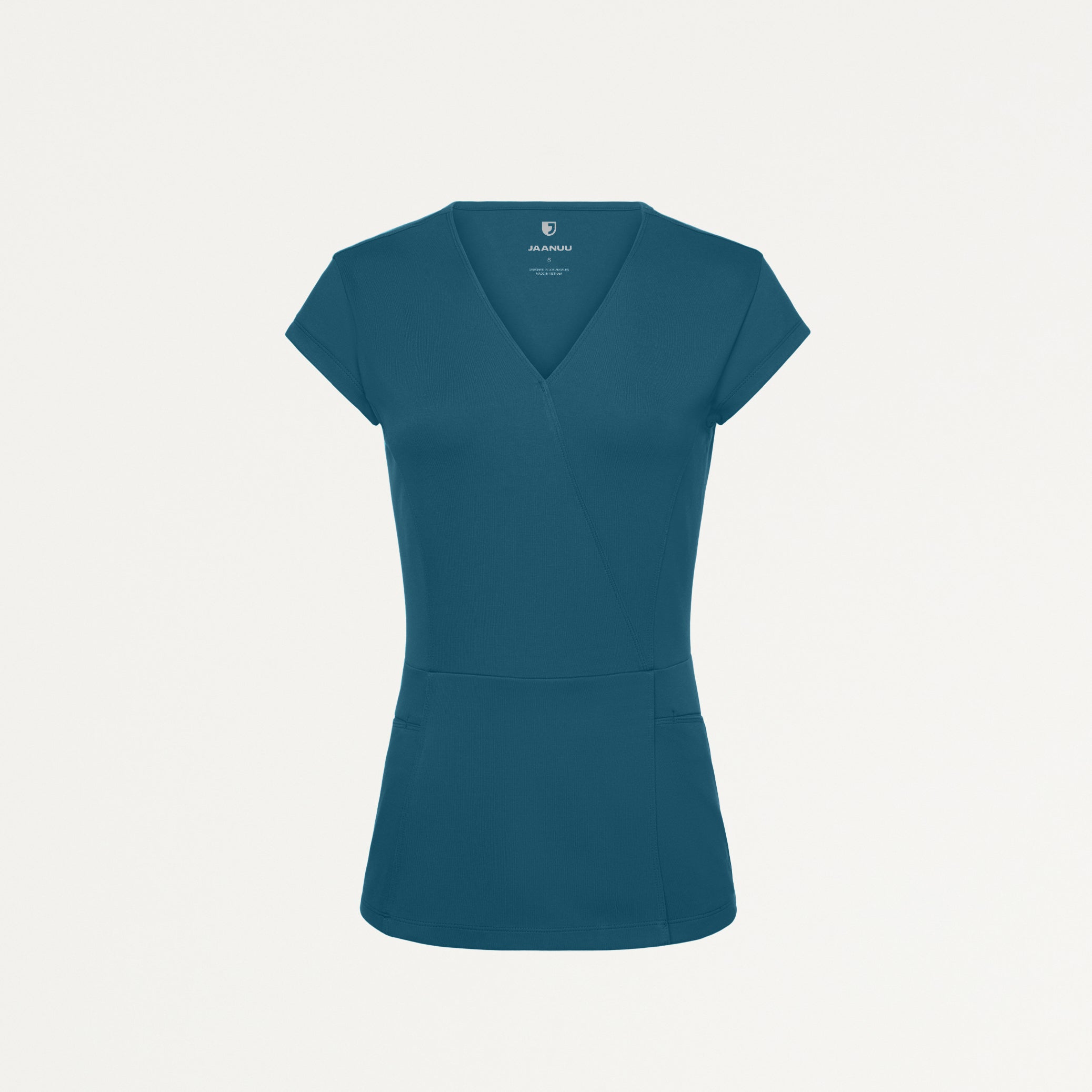 Isla Mock-Wrap UltraSOFT Scrub Top - Caribbean Blue