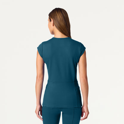 Isla Mock-Wrap UltraSOFT Scrub Top - Caribbean Blue