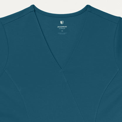 Isla Mock-Wrap UltraSOFT Scrub Top - Caribbean Blue