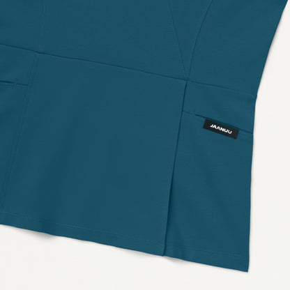 Isla Mock-Wrap UltraSOFT Scrub Top - Caribbean Blue