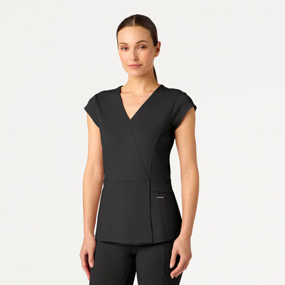 Isla Mock-Wrap UltraSOFT™ Scrub Top - Charcoal
