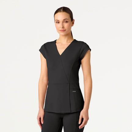 Isla Mock-Wrap Scrub Top - Charcoal