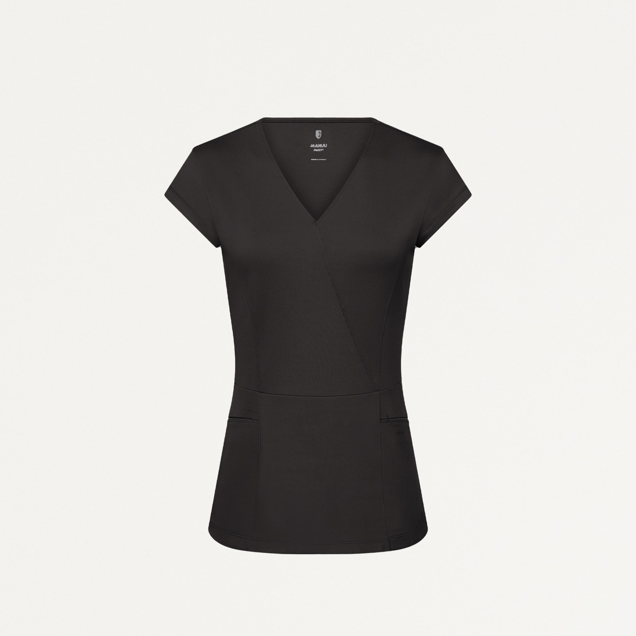 Isla Mock-Wrap UltraSOFT™ Scrub Top - Charcoal