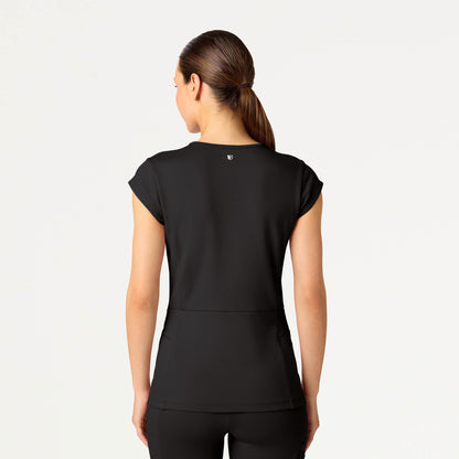 Isla Mock-Wrap UltraSOFT™ Scrub Top - Charcoal