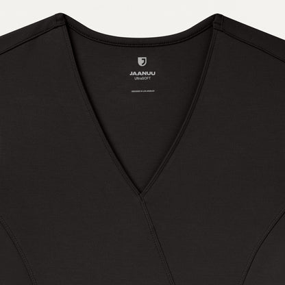 Isla Mock-Wrap UltraSOFT™ Scrub Top - Charcoal