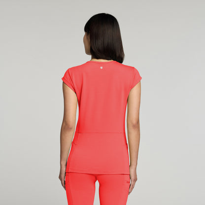 Isla Mock-Wrap UltraSOFT™ Scrub Top - Coral