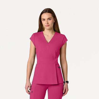Isla Mock-Wrap UltraSOFT™ Scrub Top - Wild Berry