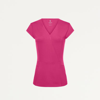 Isla Mock-Wrap UltraSOFT™ Scrub Top - Wild Berry