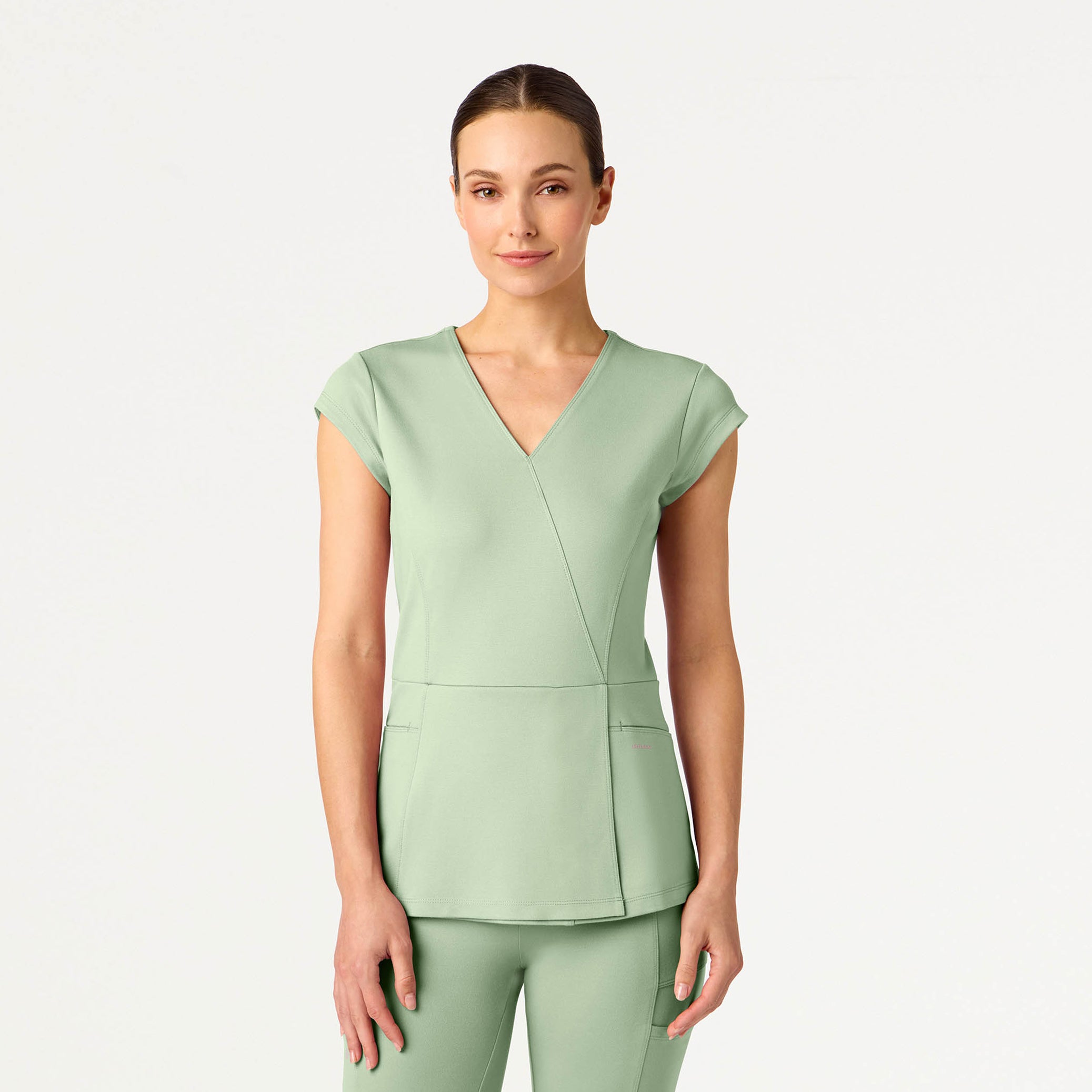Isla Mock-Wrap UltraSOFT™ Scrub Top - Mint