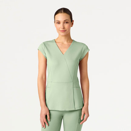 Isla Mock-Wrap Scrub Top - Mint