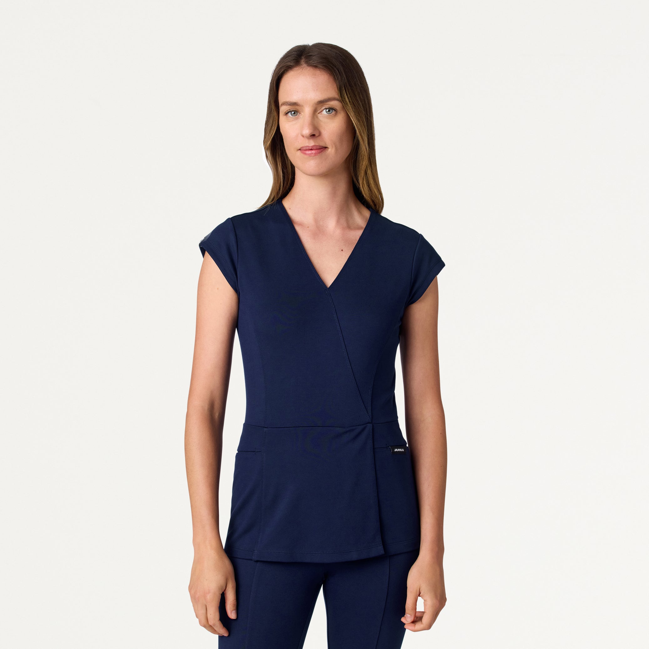 Isla Mock-Wrap UltraSOFT Scrub Top - Midnight Navy