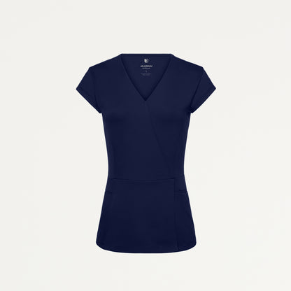 Isla Mock-Wrap UltraSOFT Scrub Top - Midnight Navy