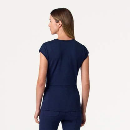 Isla Mock-Wrap UltraSOFT Scrub Top - Midnight Navy