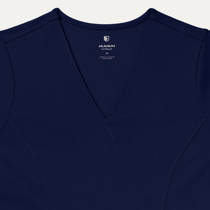 Isla Mock-Wrap UltraSOFT Scrub Top - Midnight Navy