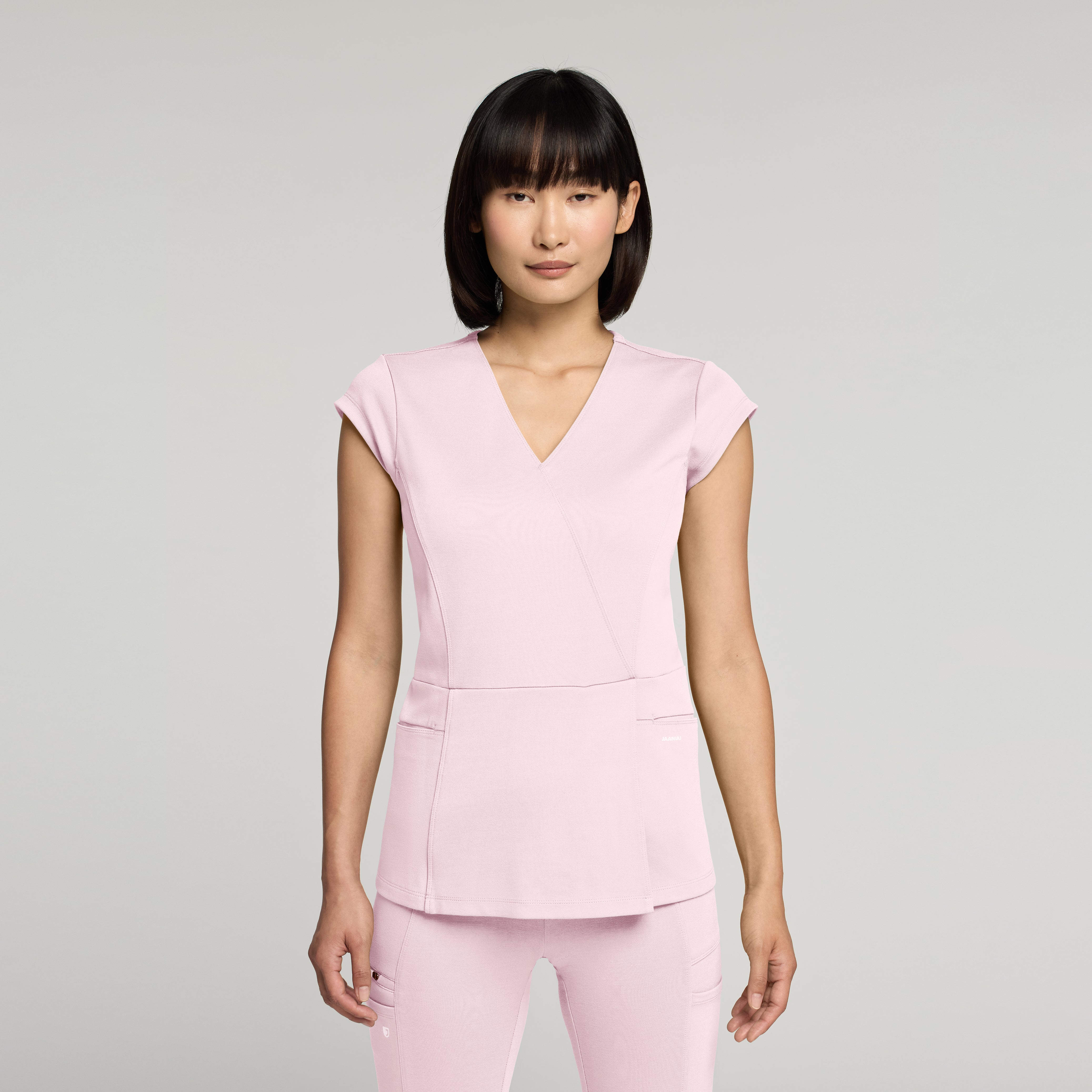 Isla Mock-Wrap UltraSOFT™ Scrub Top - Rose Quartz