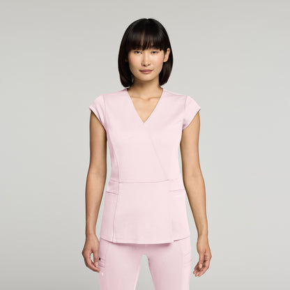 Isla Mock-Wrap UltraSOFT™ Scrub Top - Rose Quartz
