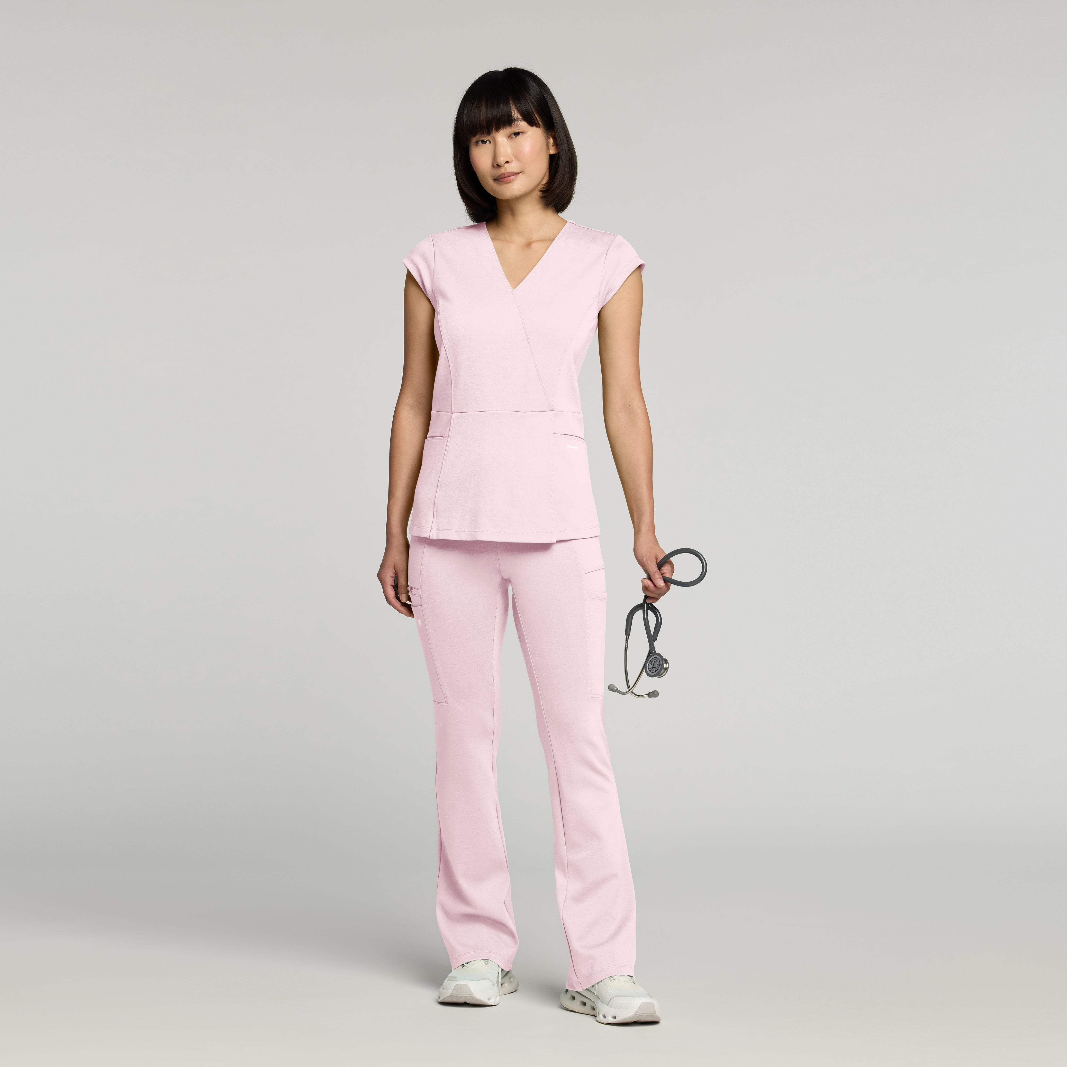 Isla Mock-Wrap UltraSOFT™ Scrub Top - Rose Quartz