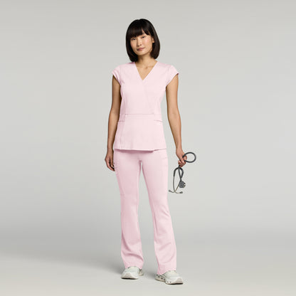 Isla Mock-Wrap UltraSOFT™ Scrub Top - Rose Quartz