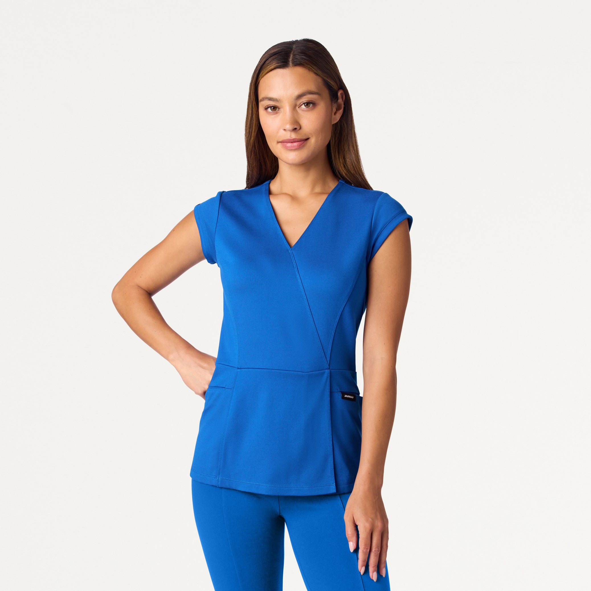 Isla Mock-Wrap UltraSOFT Scrub Top - Royal Blue