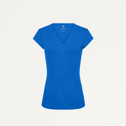Isla Mock-Wrap UltraSOFT Scrub Top - Royal Blue
