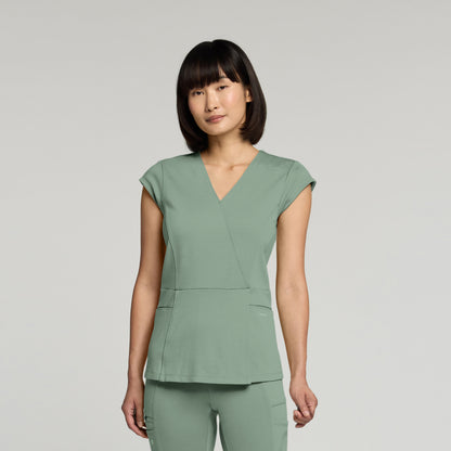 Isla Mock-Wrap UltraSOFT™ Scrub Top - Sage