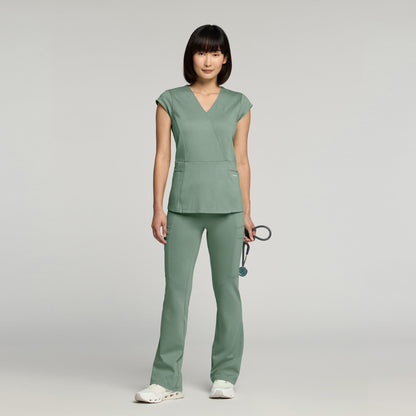 Isla Mock-Wrap UltraSOFT™ Scrub Top - Sage