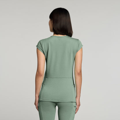 Isla Mock-Wrap UltraSOFT™ Scrub Top - Sage