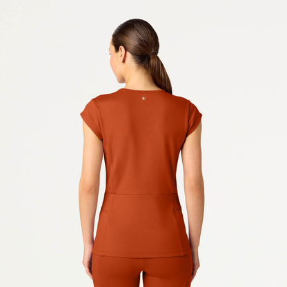 Isla Mock-Wrap Scrub Top - Sienna