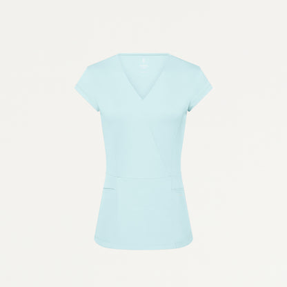 Isla Mock-Wrap UltraSOFT™ Scrub Top - Sky Blue