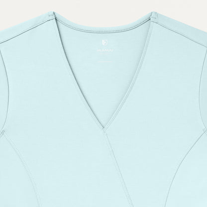 Isla Mock-Wrap UltraSOFT™ Scrub Top - Sky Blue