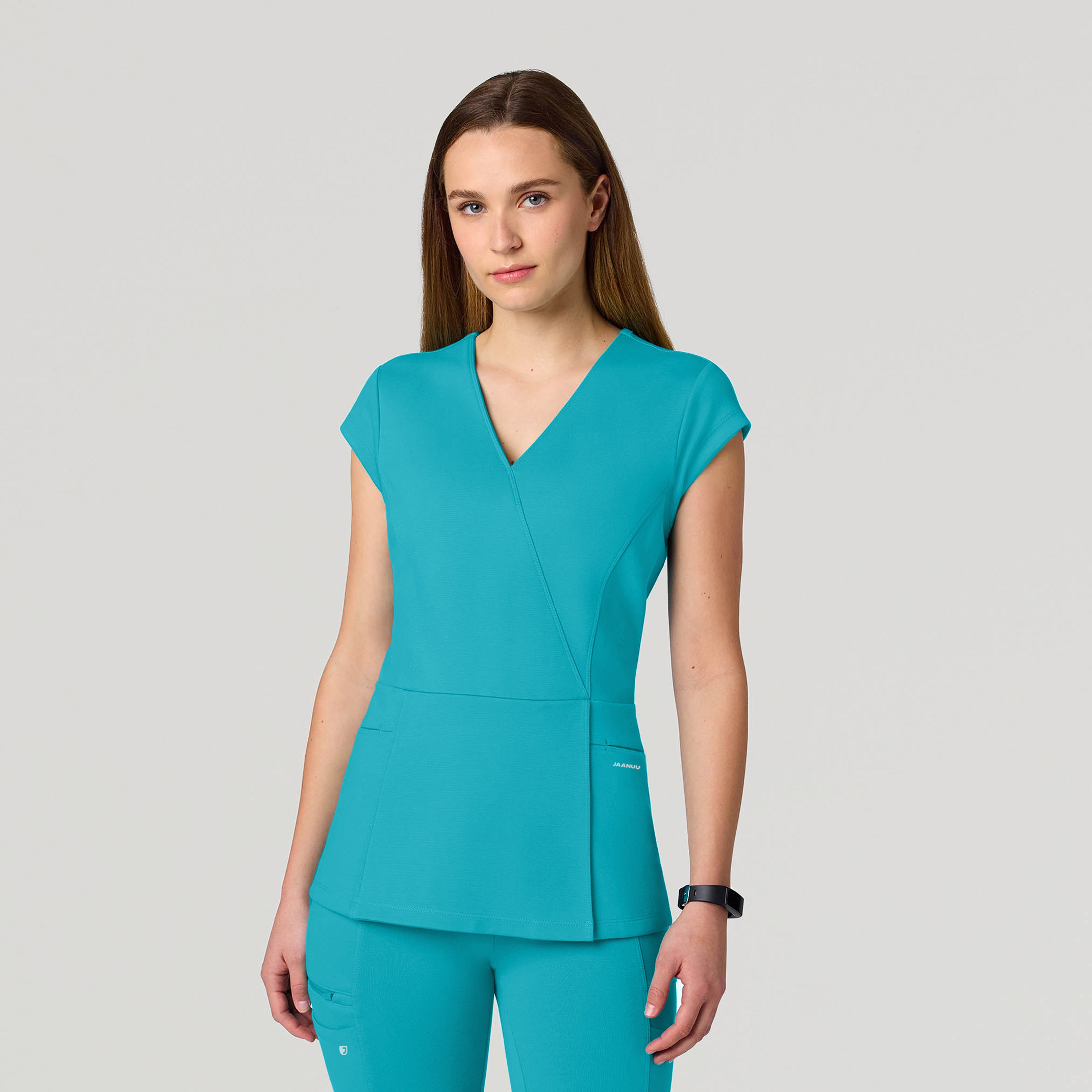 Isla Mock-Wrap UltraSOFT™ Scrub Top - Marina