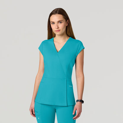 Isla Mock-Wrap UltraSOFT™ Scrub Top - Marina